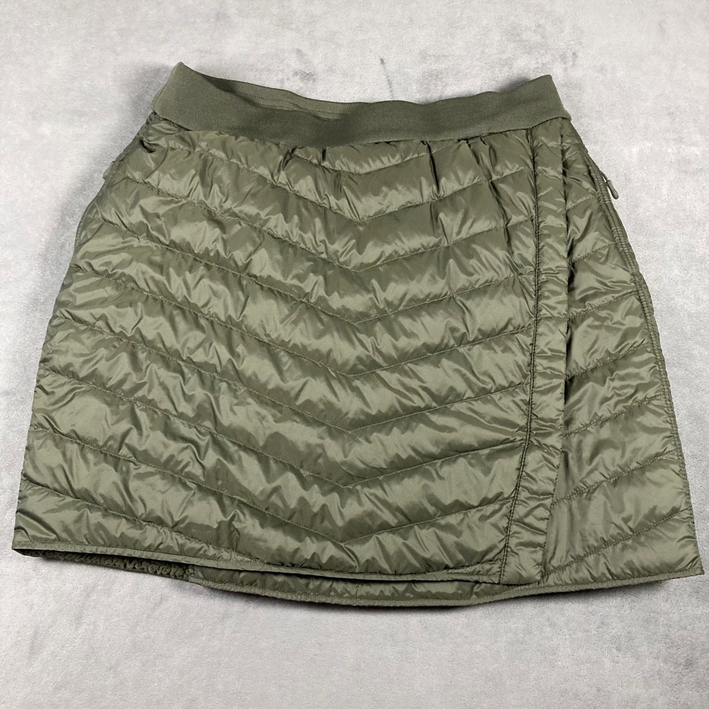 Aventure Olive Green Quilted Down Skirt Sherpa Lined Large Wrap Puffer Skirt